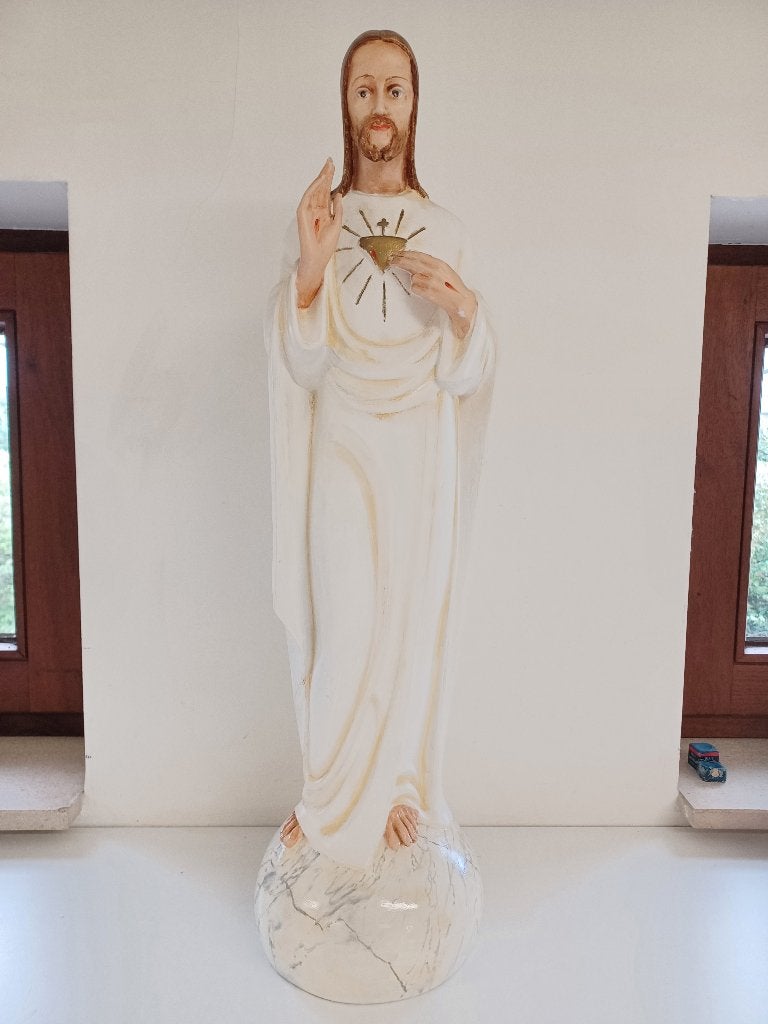 Zeldzaam Heilig Hart Jezus 64cm - Met Inscriptie & Signatuur, Ophalen of Verzenden