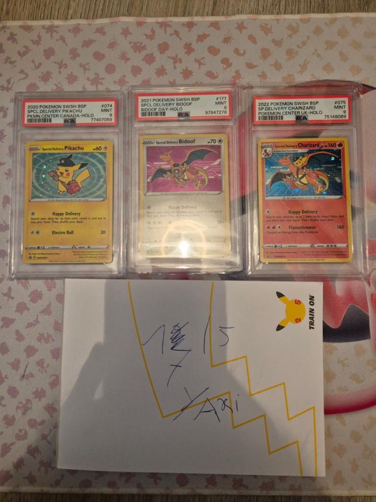 Delivery pikachu/charizard/bidoof psa 9 set, Ophalen of Verzenden, Nieuw