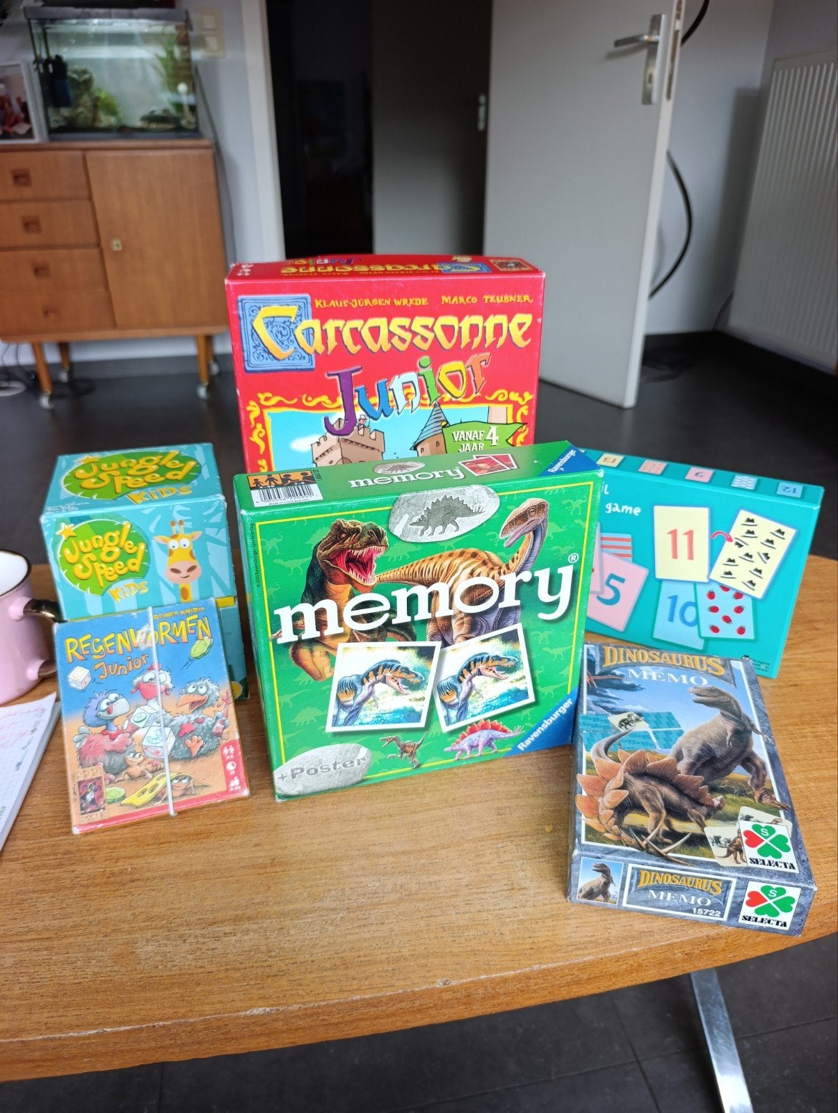 Junior spelletjes: regenwormen, Caracassonne, jungle speed, Ophalen of Verzenden