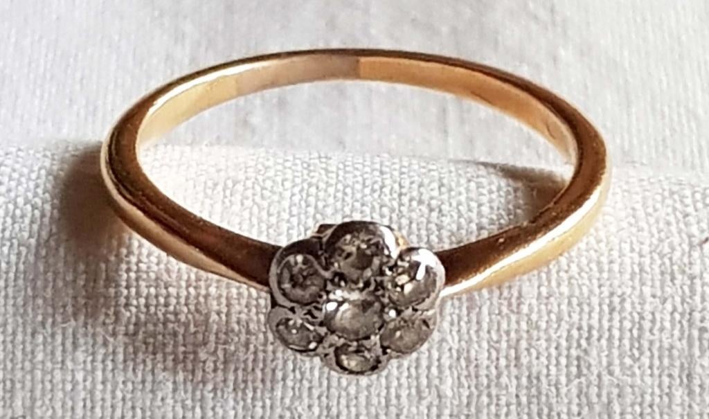 Bague en diamant 18 carats., Enlèvement ou Envoi, Or, Bague, Avec pierre précieuse