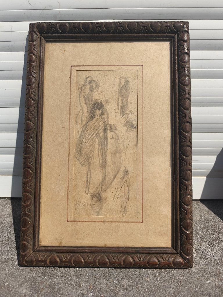 Dessin signe nestor cambier, Antiquités & Art, Enlèvement ou Envoi, Dessin