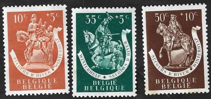 3 Postzegels België Sint-Maarten 1942 Winterhulp (II), Frankeerzegel, Ophalen of Verzenden, Postfris, Postfris