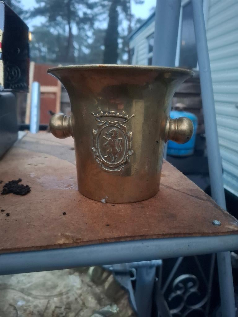 Antieke bronzen vijzel/ mortier, Ophalen, Brons