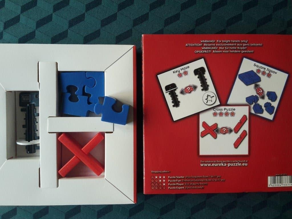 3 Eureka brainteasers / 3D puzzels in doos, als nieuw, Enlèvement ou Envoi, Comme neuf, Rubik's Cube ou Puzzle 3D