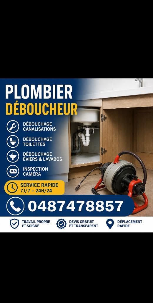 Débouchage   Plomberie  Bruxelles, Enlèvement, Douche
