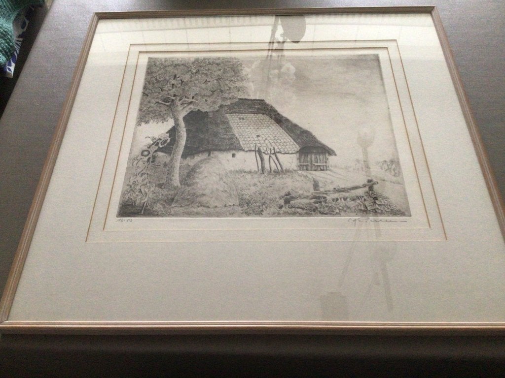Litho van Gustaaf C De Bruyne, Numéroté, Enlèvement, Paysages