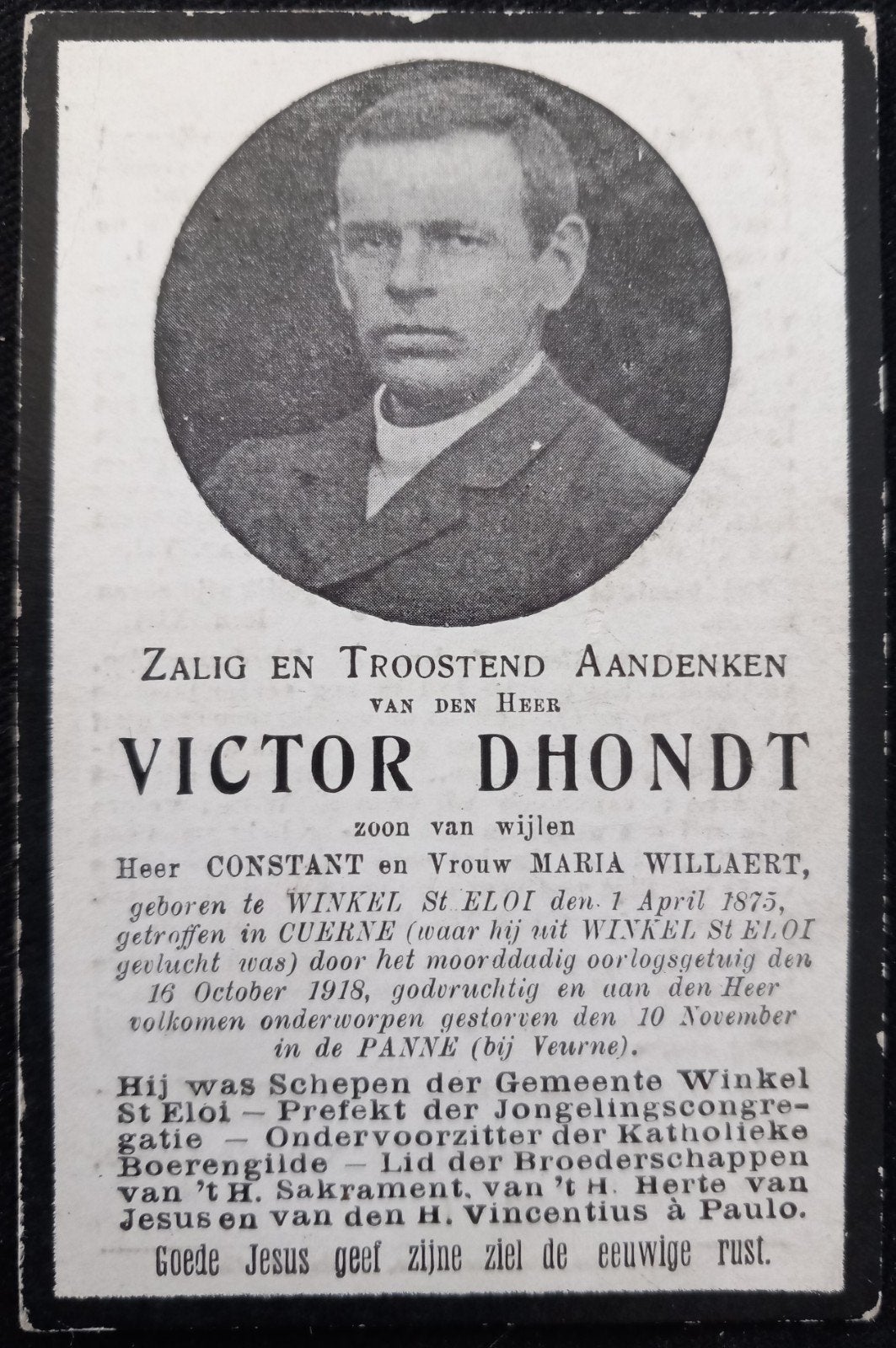 Bidprent WO1, Verzamelen, Bidprentjes en Rouwkaarten, Ophalen of Verzenden