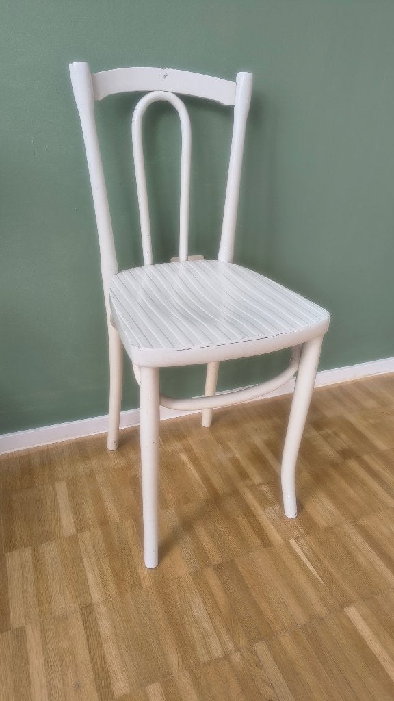 Vintage stoel, Maison & Meubles, Chaises, Utilisé, Bois, Blanc, Enlèvement