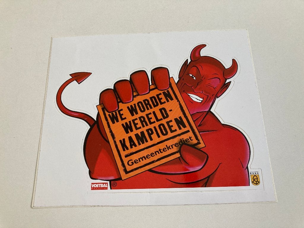 WK 1998 : Sticker Rode Duivels ( Gemeentekrediet ), Verzamelen, Ophalen of Verzenden, Zo goed als nieuw, Poster, Plaatje of Sticker