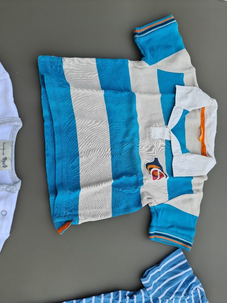 blauw-grijs polo, t-shirt, Hema, 86, Kinderen en Baby's, Babykleding | Maat 86, Ophalen, Zo goed als nieuw