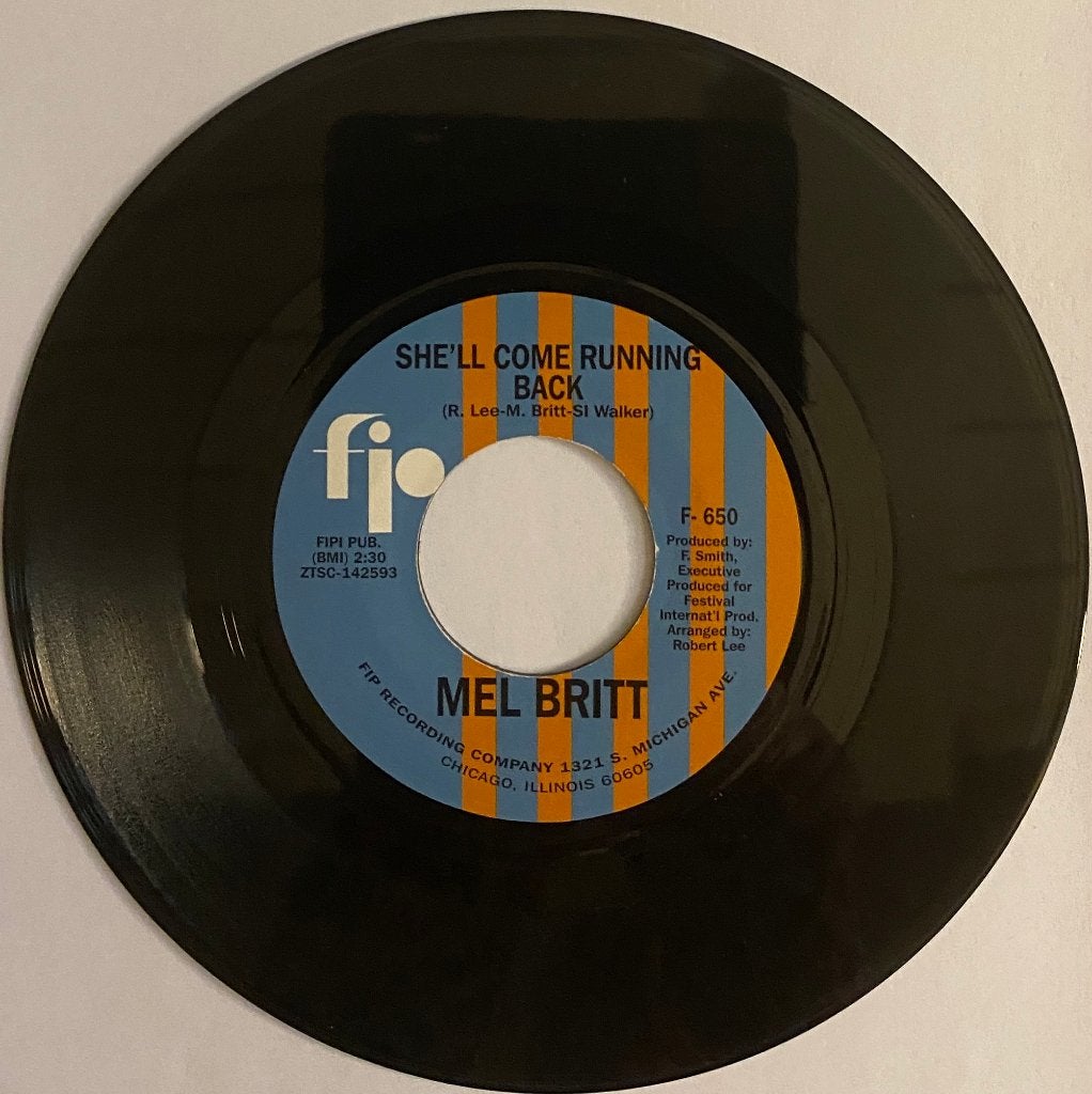 Mel Britt — She'll Come Running Back  Northern Soul, 7 inch, Ophalen of Verzenden, Zo goed als nieuw, Overige typen