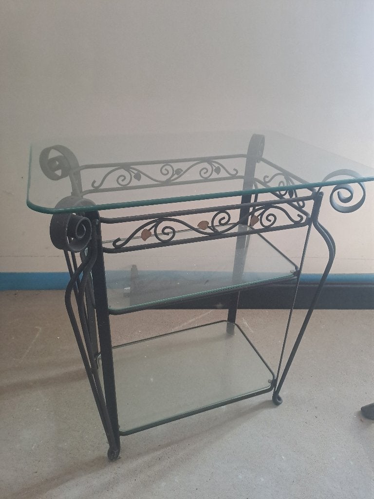 bijzet tafel smeedijzer, Ophalen, Zo goed als nieuw, Rond, Metaal of Aluminium