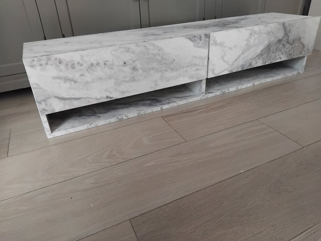 TV meubel muurmodel zwevend marmerlook 150 cm, Ophalen, Gebruikt