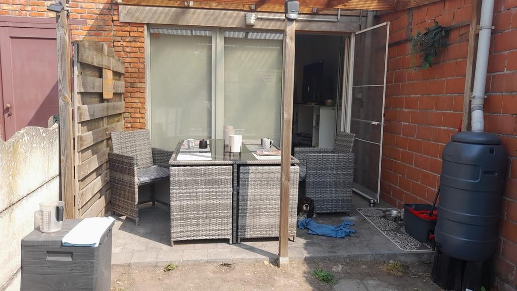 Tuintafel met glazen tafelblad en 6 stoelen, Ophalen
