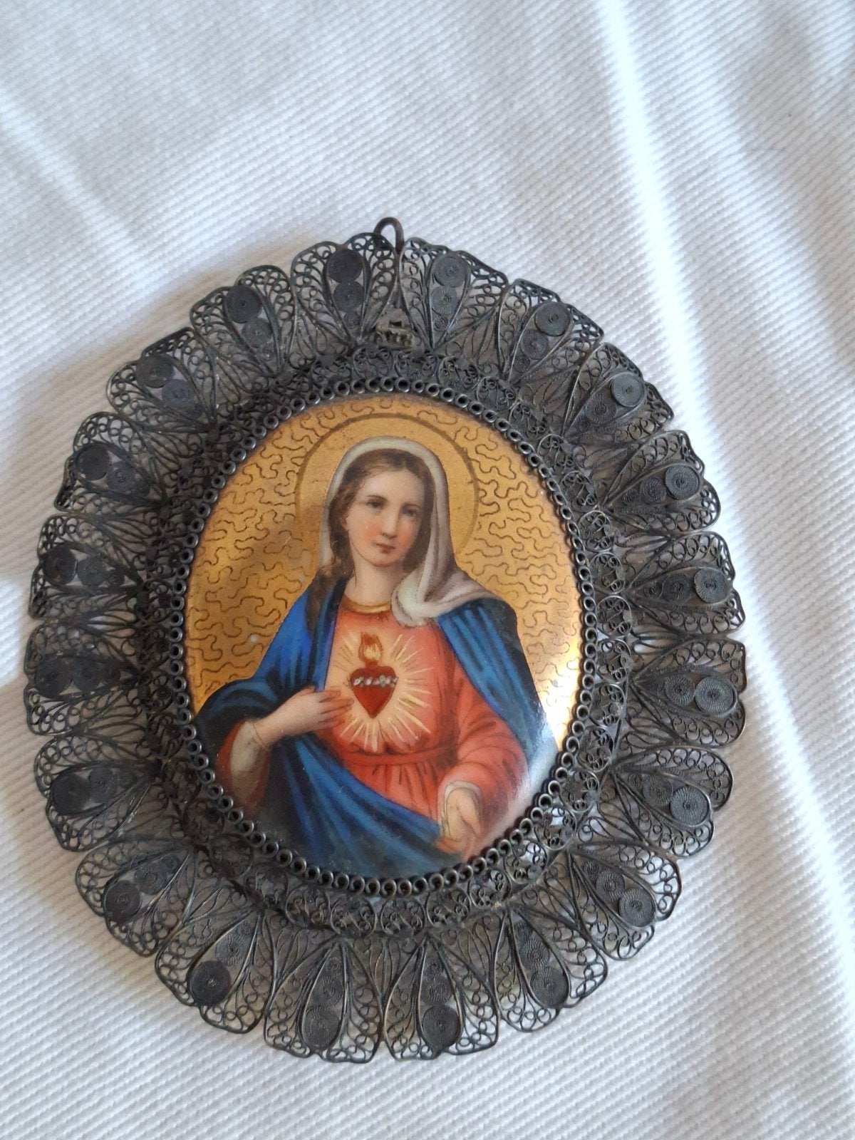 Belle miniature,  encadrée d'argent., Antiquités & Art, Enlèvement ou Envoi