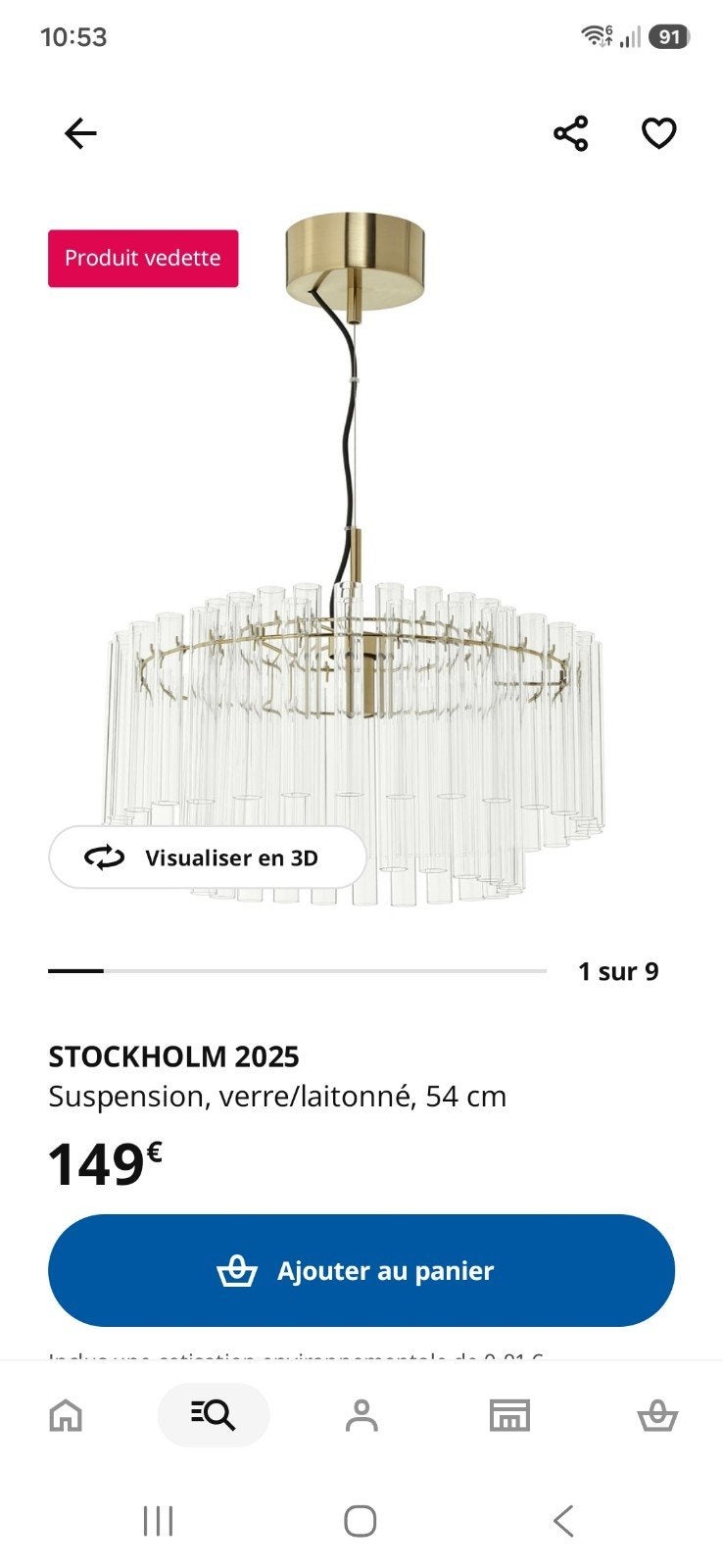 Suspension Stockholm 2025 Ikea, Enlèvement, Neuf, Verre