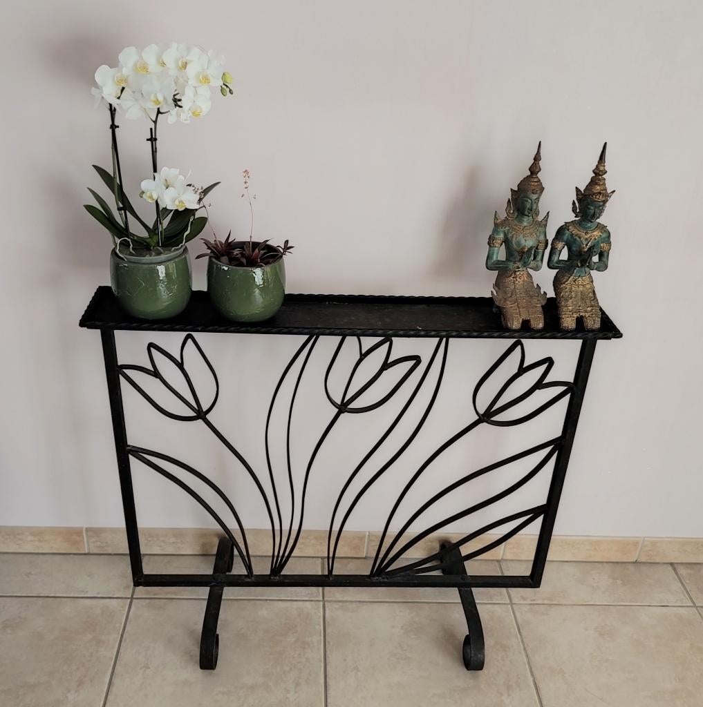Ferronnerie d'art belle table murale vintage table à plantes, Kunstsmeedwerk Ferronnerie d'art, 25 à 50 cm, 50 à 100 cm, Enlèvement