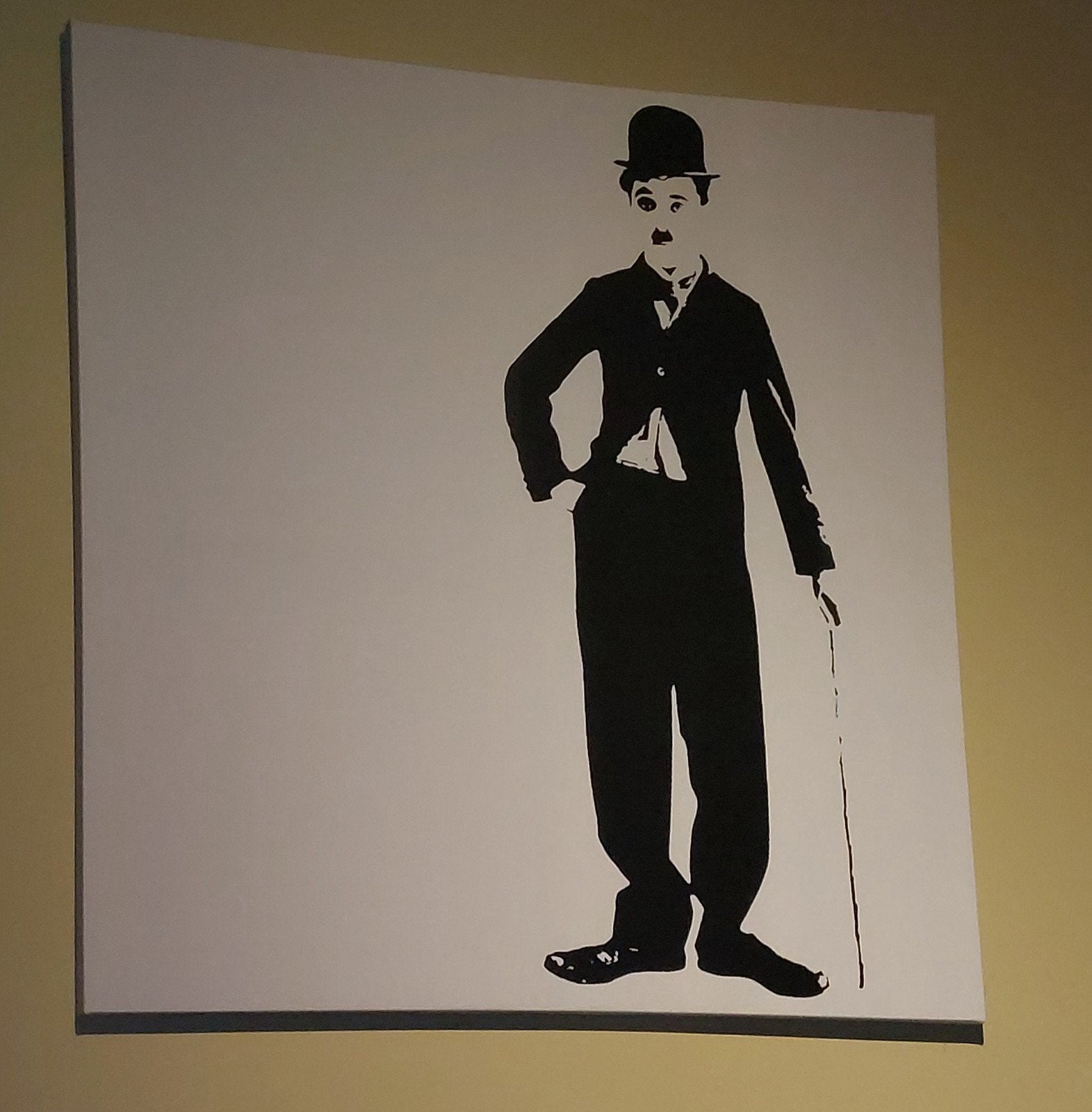 canvas 90x90 charlie chaplin, Antiek en Kunst, Ophalen