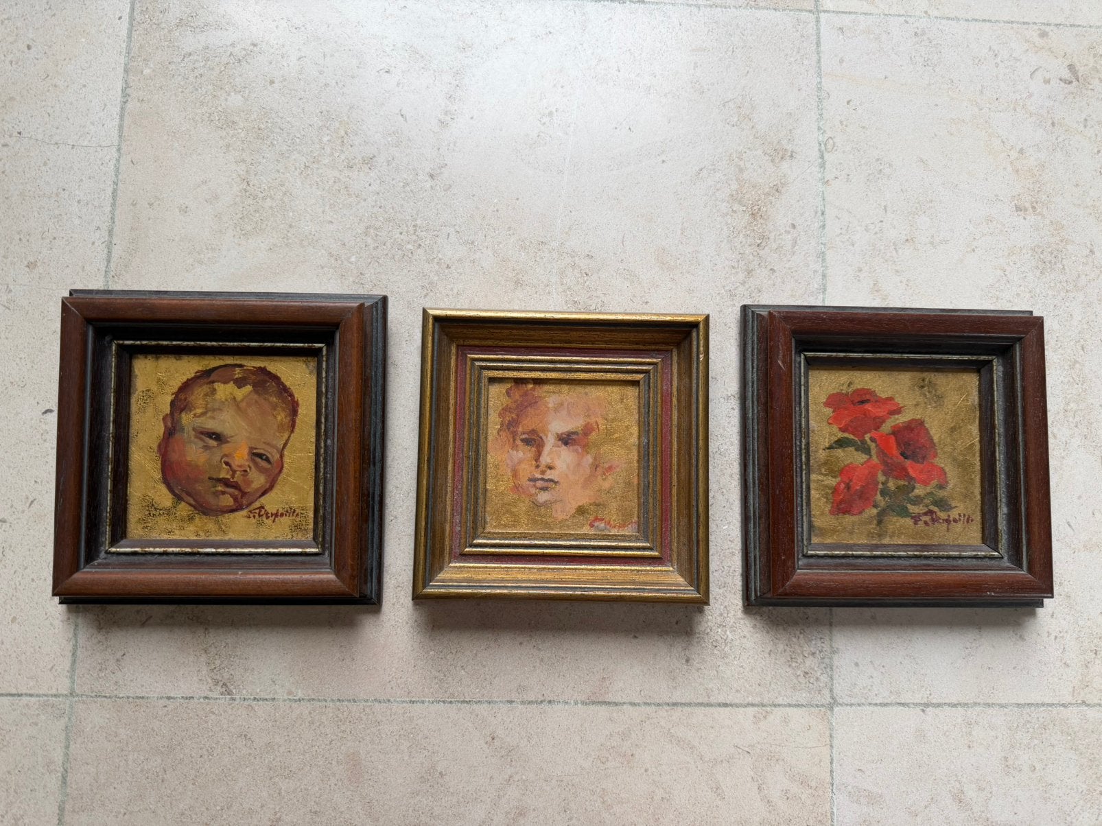 Drie kleine schilderijtjes, Antiek en Kunst, Ophalen, Olieverf