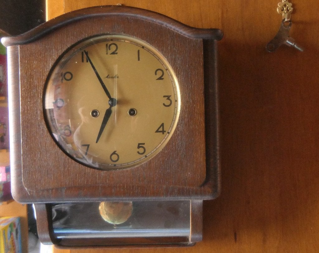 wandklok  MAUTHE  jaren 1950, Antiek en Kunst, Antiek | Klokken, Ophalen