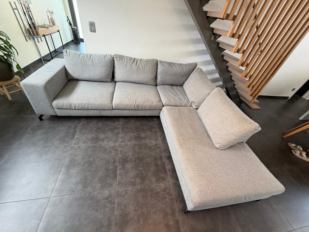 L-vormige hoekzetel 275 x 240 cm lichtgrijs, Ophalen, Gebruikt, Stof