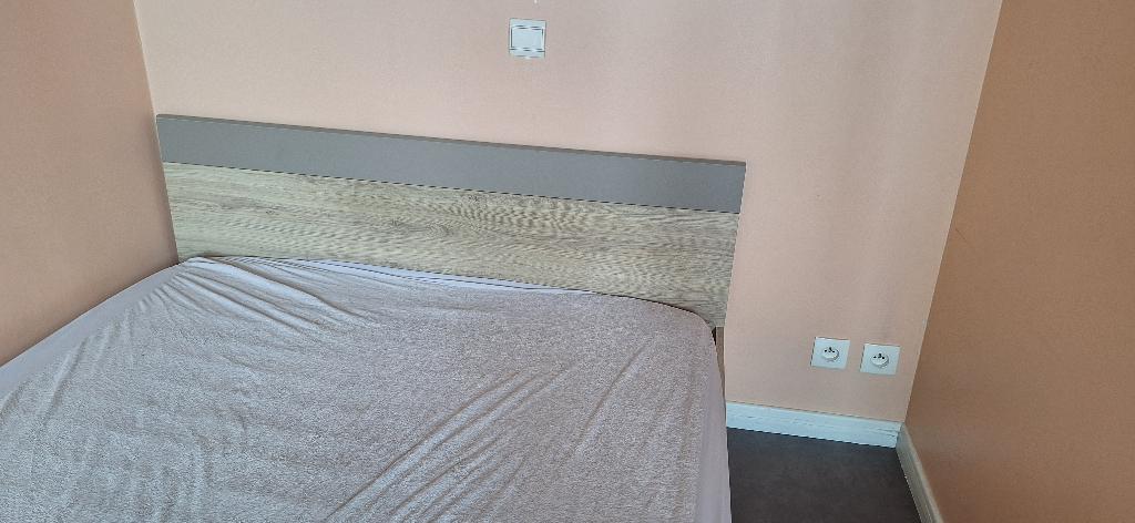 lit 2 pers + sommier + matelas, 140 cm, Enlèvement, Utilisé, Bois