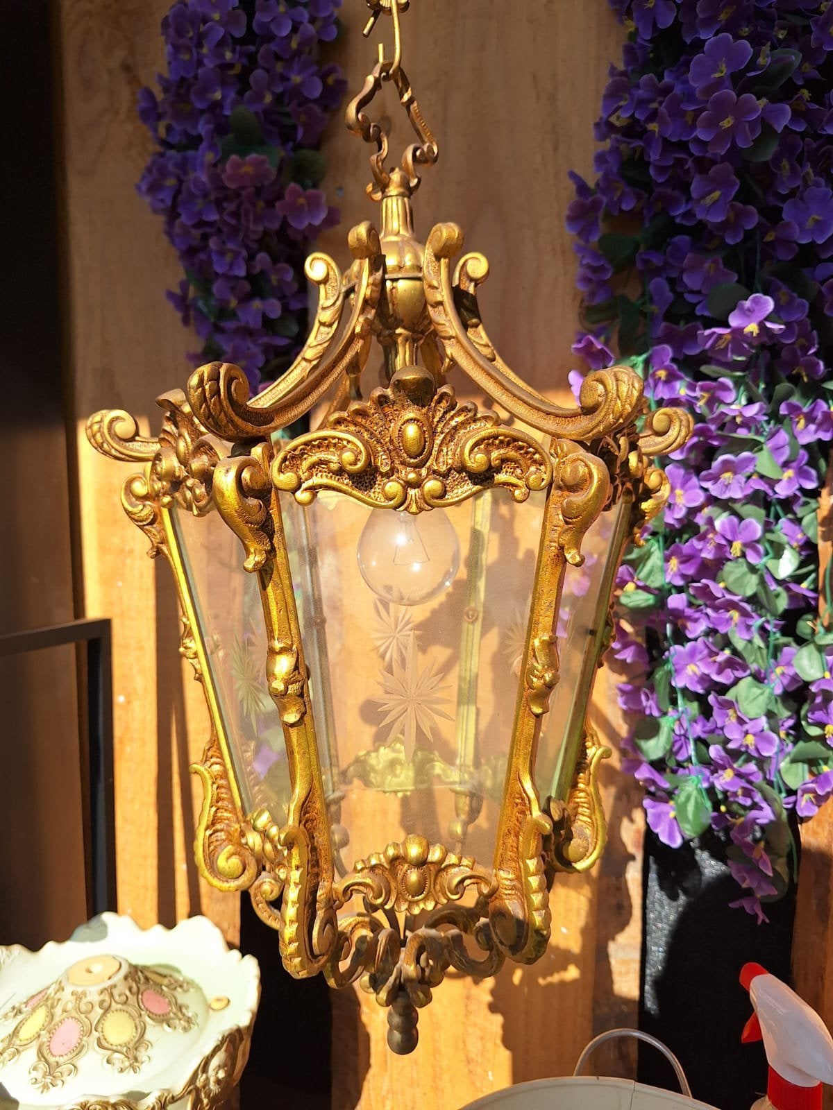 Messing hangende lantaarn in Louis XV-stijl, Antiek en Kunst, Ophalen