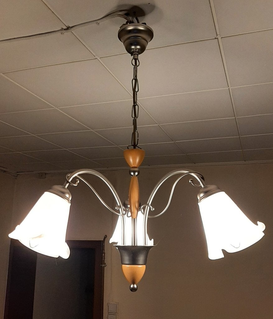 lustre suspendu à 3 branches, Enlèvement, Utilisé, Verre