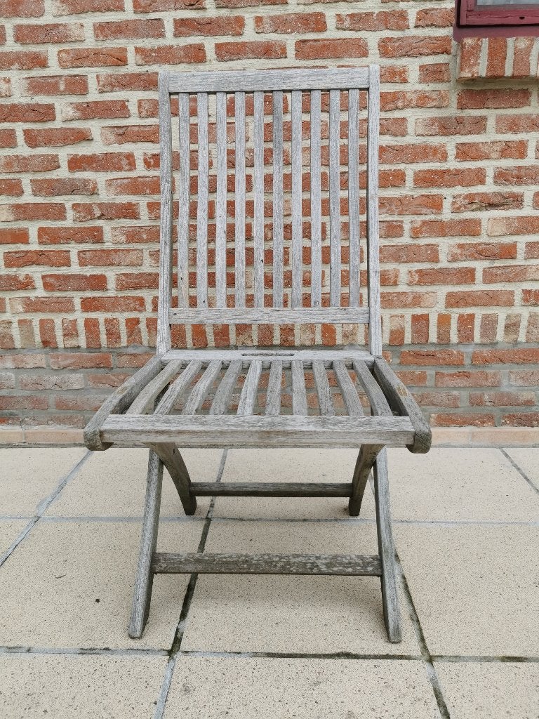 6 teak tuinstoelen ( inklapbaar ), Ophalen, Gebruikt, Teakhout, Inklapbaar