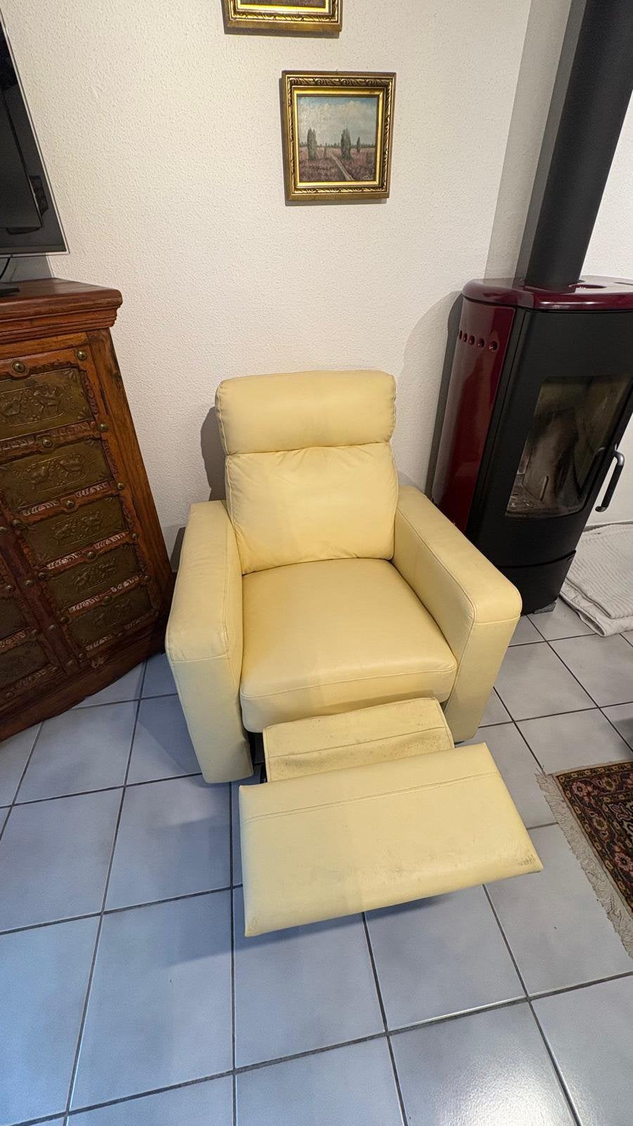 Lederen salon met manuele relax functie te koop, Huis en Inrichting, Ophalen, Gebruikt