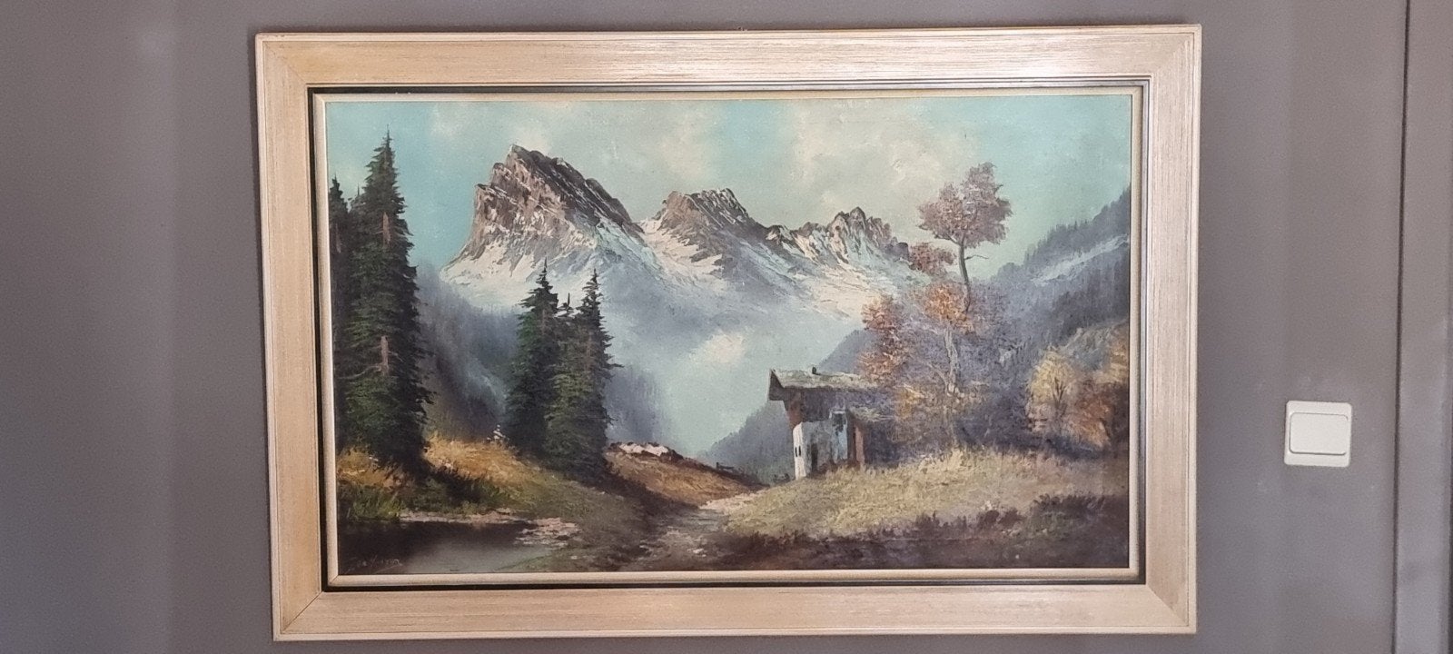 Groot schilderij berglandschap Jan De Nooyer, Ophalen, Gesigneerd, Landschap