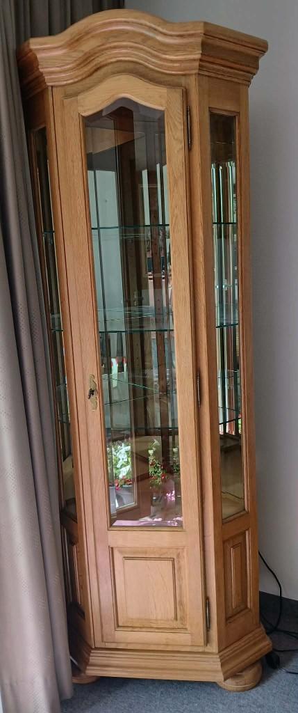 Massief houten vitrinekasten, Huis en Inrichting, Kasten | Vitrinekasten, Ophalen, Klassiek, 50 tot 100 cm, Zo goed als nieuw