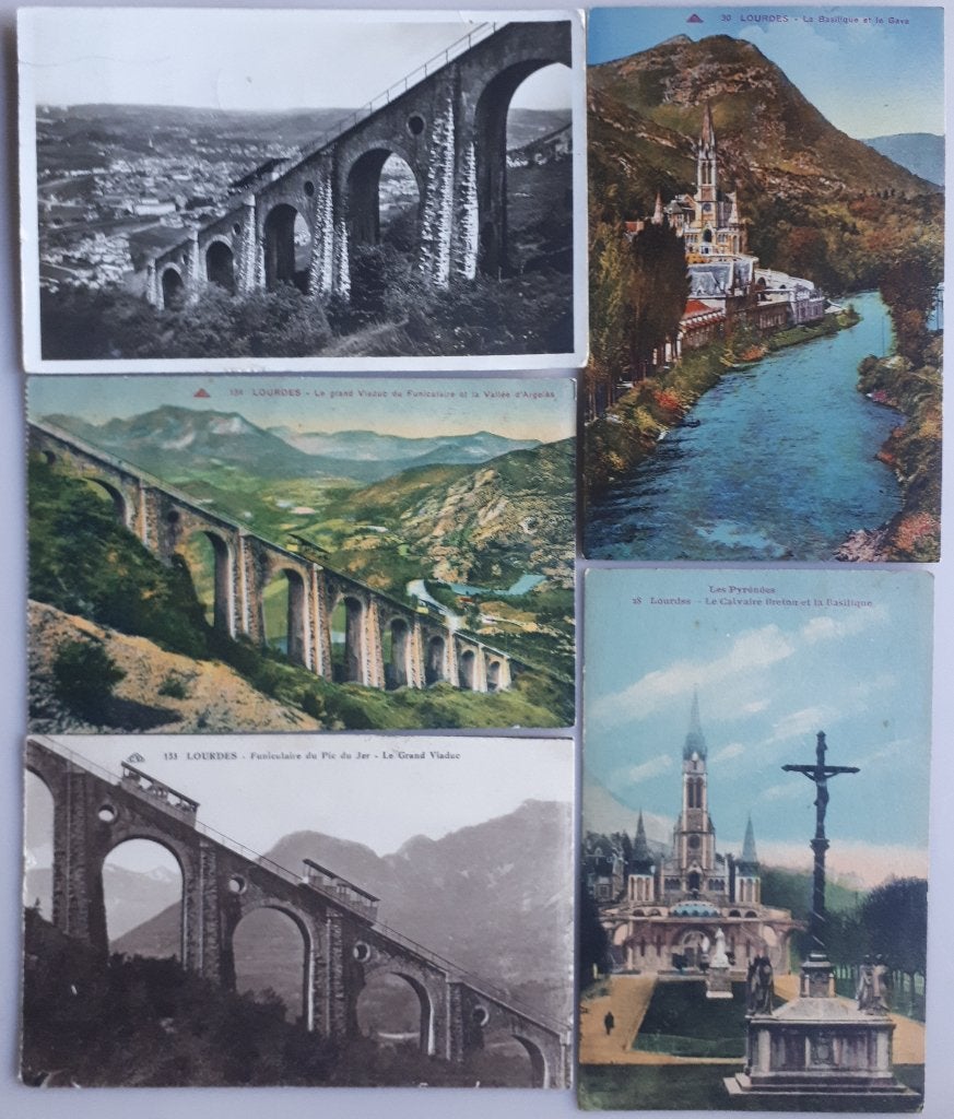 5 OUDE POSTKAARTEN ; Lourdes Grand Viaduct & Basiliek Ref.R3, Verzamelen, Postkaarten | Buitenland, Ophalen of Verzenden, 1920 tot 1940
