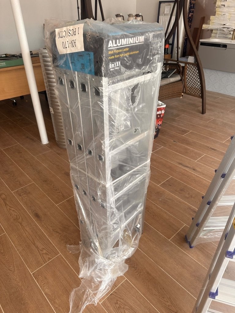 Nieuwe multifunctionele vouwladder/150 kg/Diverse standen, Doe-het-zelf en Bouw, Ophalen, Nieuw, Ladder, 4 meter of meer