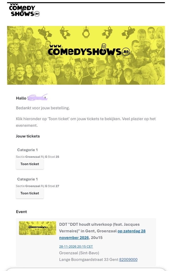 2x 2 tickets voor DDT houdt uitverkoop 28 november te Gent, Drie personen of meer, November