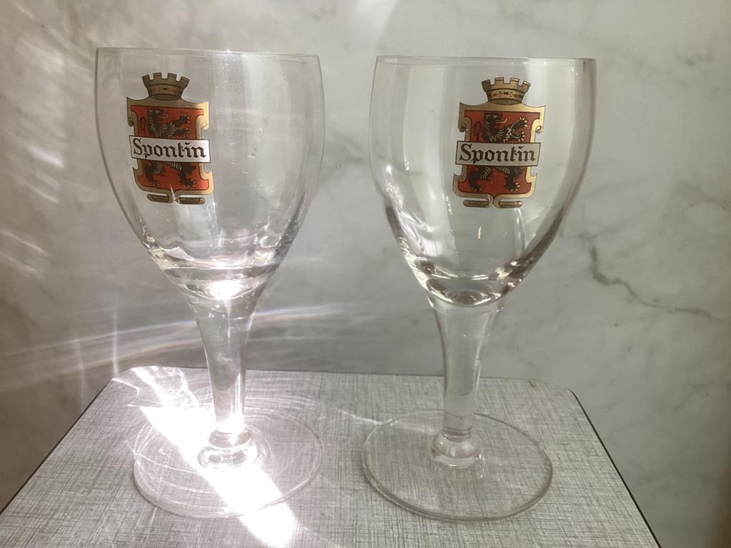 Twee oude waterglazen van Spontin., Collections, Enlèvement ou Envoi, Comme neuf