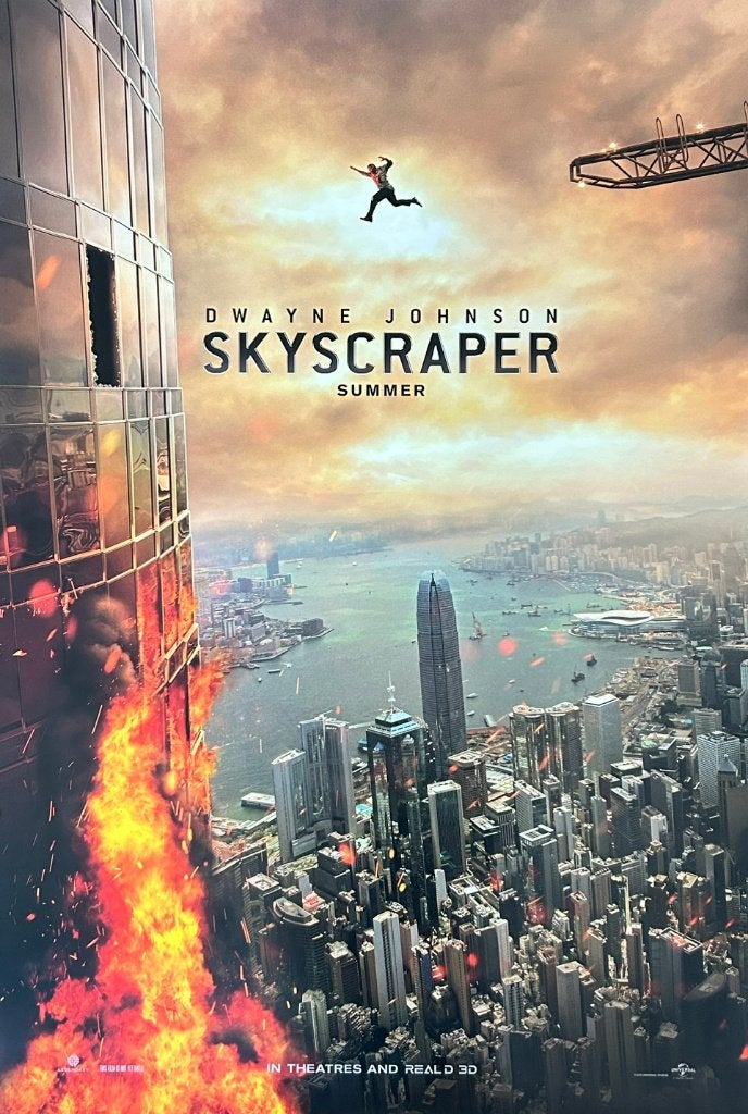 Originele filmposter Skyscraper (2018), Verzamelen, Ophalen of Verzenden, Zo goed als nieuw, Film en Tv