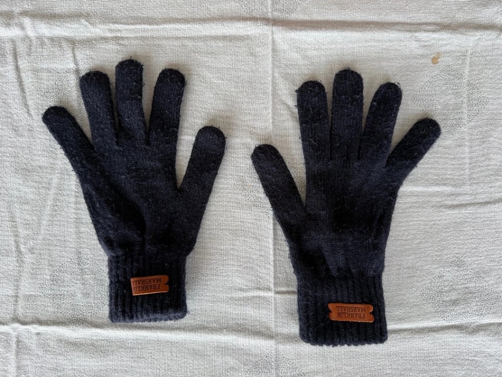 Gants tricot Franklin & Marshall écusson cuir marine noir, Gants, Enlèvement ou Envoi, Comme neuf, Franklin & Marshall