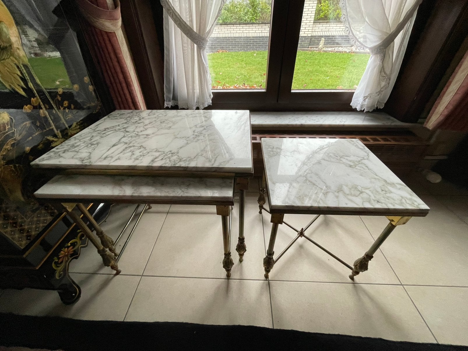 Tables d'appoint vintage en marbre, Enlèvement, Comme neuf, Rectangulaire