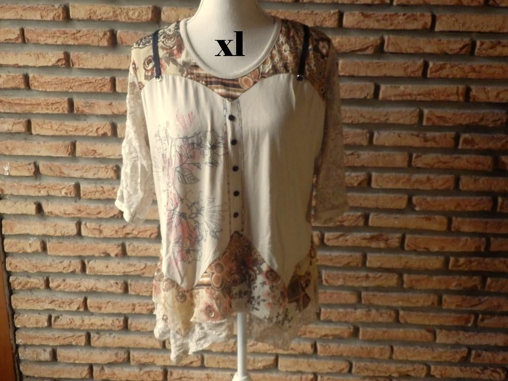 (110) - blouse femme t.xl beige - nanas de paris -, Nanas de paris, Taille 38/40 (M), Enlèvement ou Envoi, Beige