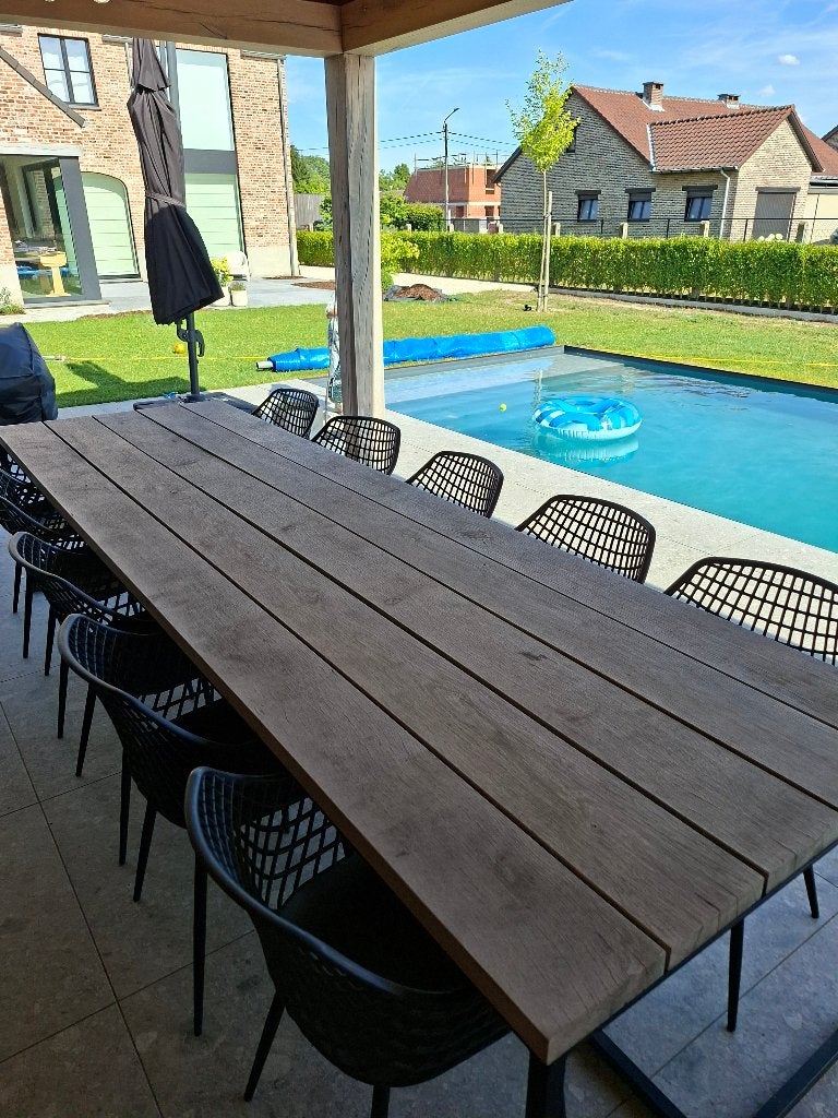 Tuintafel met massief eiken blad, Chêne, Comme neuf, Enlèvement, 50 à 100 cm