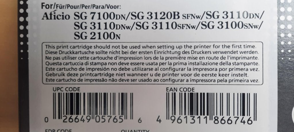 Cardridgen (4) voor een Ricoh printer + gratis printer, Ophalen, Nieuw, Cartridge, 1 2 3 inkt