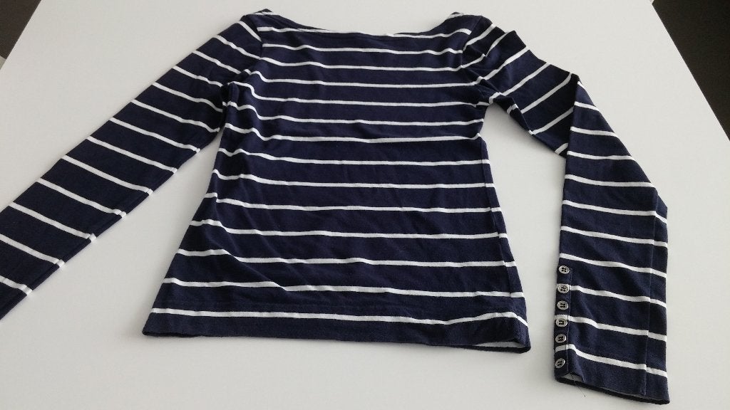 Blauw/wit gestreepte longsleeve maat XS, Kleding | Dames, H&M, Blauw, Ophalen of Verzenden, Zo goed als nieuw