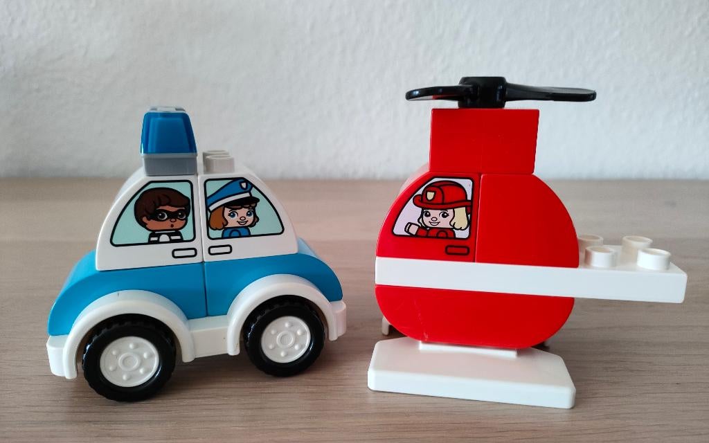 DUPLO - Ensemble hélicoptère et voiture de police 1er âge, Ophalen, Zo goed als nieuw, Complete set, Duplo