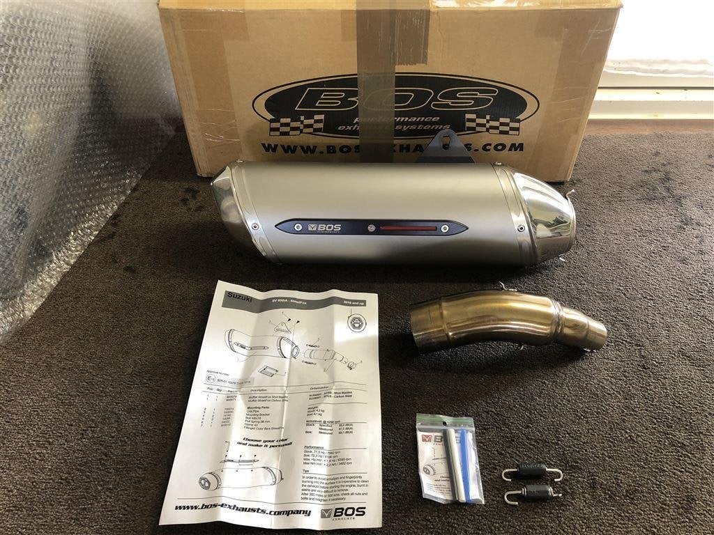 Bos Street Fox RVS mat uitlaat demper Suzuki SV650 2016-2019, Verzenden, Gebruikt