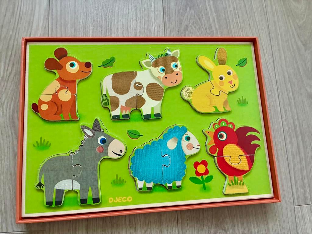 Houten puzzels, 7 stuks (o.a. janod, djeco, bumba, …), Enlèvement, Comme neuf
