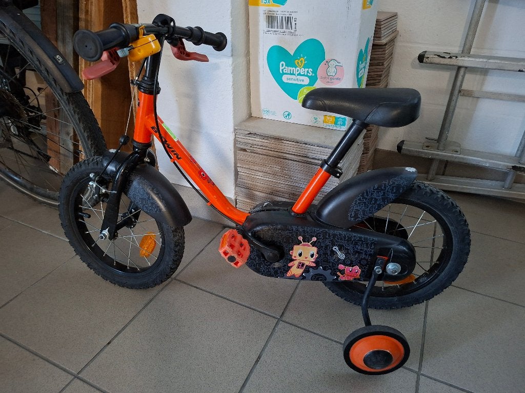 Fiets decathlon 14 inch, Ophalen, Zijwieltjes, Gebruikt, Velgrem
