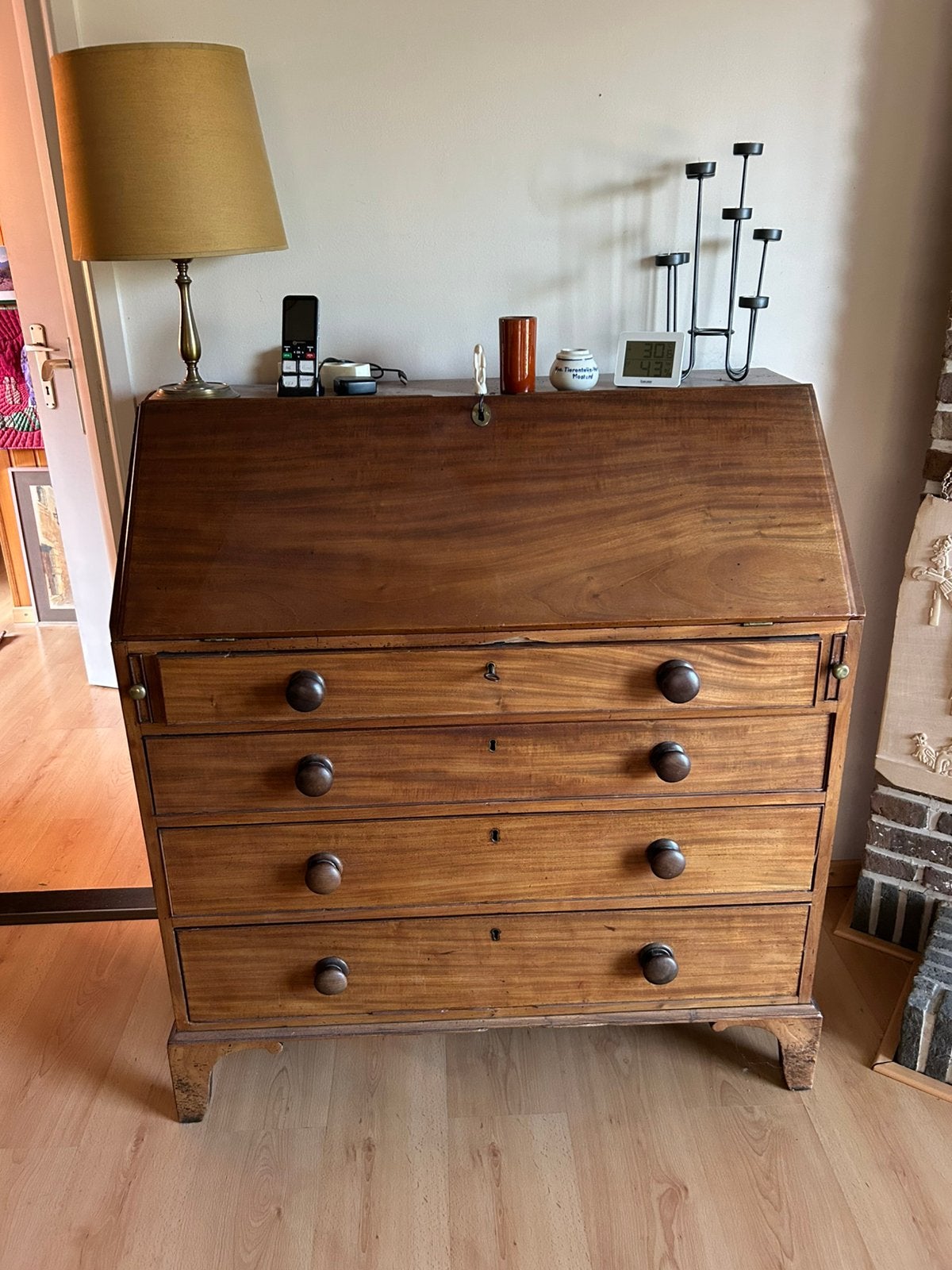 Antiek Engelse Secretaire eik, Huis en Inrichting, Ophalen, Gebruikt, Engelse secretaire