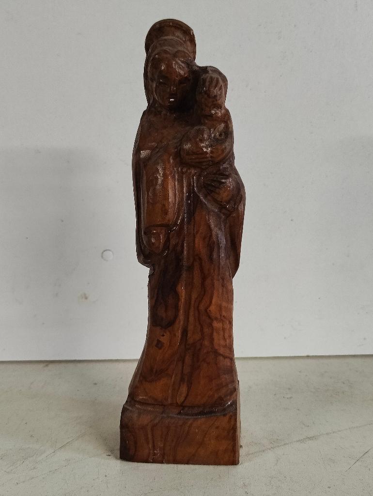Oud houten Maria beeld met kindje Jezus, Antiek en Kunst, Ophalen of Verzenden