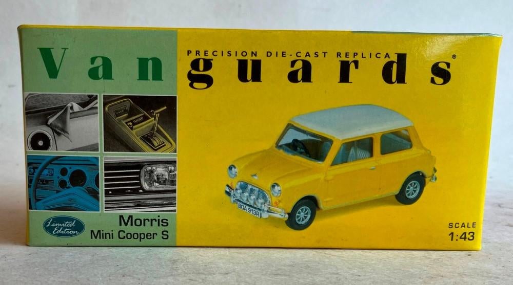 Austin Mini geel-wit Vanguards VA02509., Hobby en Vrije tijd, Modelauto's | 1:43, Ophalen of Verzenden, Zo goed als nieuw, Auto